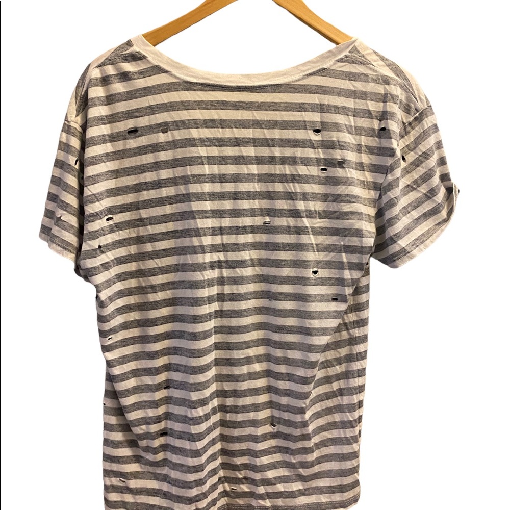 ⭐️ Guess Graphic Striped Destroyed T-Shirt 80s 90s Grunge - Picture 2 of 6